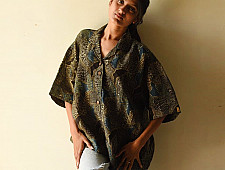 Linen Ajrakh Printed Shirt - Natural Dyed