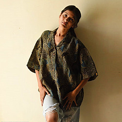 Linen Ajrakh Printed Shirt - Natural Dyed