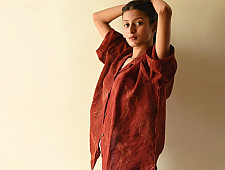 Natural Dyed Linen Ajrakh Printed Shirt