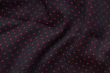 Mashru ✧ Handloom Mashru Fabric ( Per meter ) ✧ Black Fabric with Dark Red Dots
