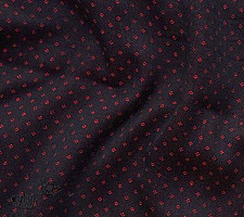 Mashru ✧ Handloom Mashru Fabric ( Per meter ) ✧ Black Fabric with Dark Red Dots