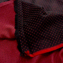 Mashru ✧ Handloom Mashru Fabric ( Per meter ) ✧ Black Fabric with Dark Red Dots