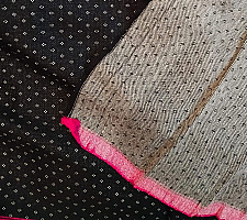 Mashru ✧ Handloom Mashru Fabric ( Per meter ) ✧ Black Fabric with White Dots