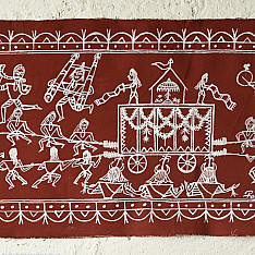 Muria Painting | Bhitti Chitra ~ Ghotul Natrya ( 9" x 32" )