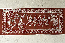 Muria Painting | Bhitti Chitra ~ Mandar Dance ( 9" x 22" )