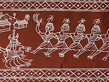 Muria Painting | Bhitti Chitra ~ Mandar Dance ( 9" x 22" )
