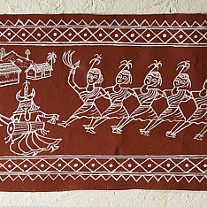 Muria Painting | Bhitti Chitra ~ Mandar Dance ( 9" x 22" )