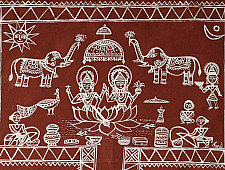 Muria Painting | Bhitti Chitra ~ Lakshmi Jagar ( 11" x 17" )