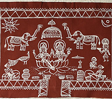 Muria Painting | Bhitti Chitra ~ Lakshmi Jagar ( 11" x 17" )