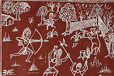 Muria Painting | Bhitti Chitra ~ Shikar ( 11" x 17" )