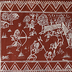 Muria Painting | Bhitti Chitra ~ Shikar ( 11" x 17" )