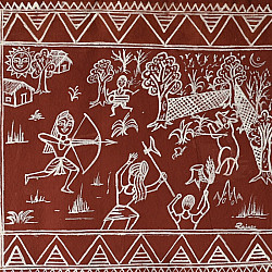 Muria Painting | Bhitti Chitra ~ Shikar ( 11" x 17" )