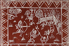 Muria Painting | Bhitti Chitra ~ Shikar ( 11" x 17" )