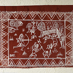 Muria Painting | Bhitti Chitra ~ Shikar ( 11" x 17" )