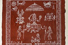 Muria Painting | Bhitti Chitra ~ Danteshwari Jatra ( 23" x 23" )