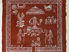 Muria Painting | Bhitti Chitra ~ Danteshwari Jatra ( 23" x 23" )