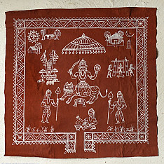 Muria Painting | Bhitti Chitra ~ Danteshwari Jatra ( 23" x 23" )