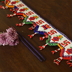 Shubh-Laabh | Glass Bead Door Toran - Swastik kalash