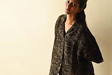 Linen Ajrakh Printed Black Shirt - Natural Dyed