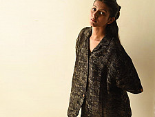 Linen Ajrakh Printed Black Shirt - Natural Dyed