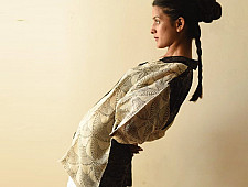 Linen Ajrakh Printed Black & White Shirt - Natural Dyed