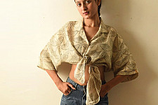 Linen Ajrakh Block Printed Shirt - Bird Motif