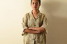 Linen Ajrakh Printed Shirt - Natural Dyed