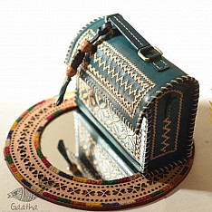 Be Nomadic ~ Kutchi Embroidered Leather Sling Handbag - Teal