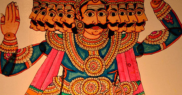Ram Ravan Puppet Print Leather Puppets - Lankapati Ravana from Andhra Pradesh | Gaatha | Gaatha