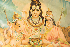 Memory Lines | Indian Antique Print |Shiv-Parvati (Ravi Verma Press | With Frame) 