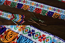 शुभ लाभ ⁂ Glass Bead  Temple ⁂ Temple Toran ( Set of Three ) 