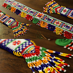 शुभ लाभ ⁂ Glass Bead  Temple ⁂ Temple Toran ( Set of Three ) new