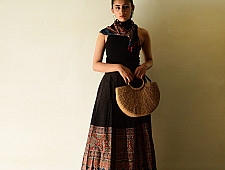 Flowers in a River : Ajrakh Prints Wrap Around Skirt