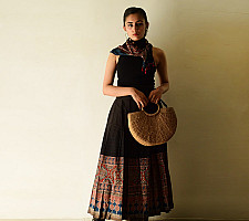 Flowers in a River : Ajrakh Prints Wrap Around Skirt