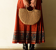 Flowers in a River : Ajrakh Printed Wrap Around Skirt | Pure Cotton