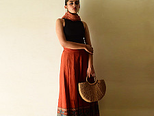 Flowers in a River : Ajrakh Printed Wrap Around Skirt | Pure Cotton