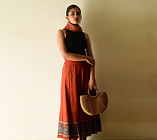 Flowers in a River : Ajrakh Printed Wrap Around Skirt | Pure Cotton