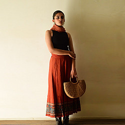 Flowers in a River : Ajrakh Printed Wrap Around Skirt | Pure Cotton
