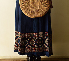 Flowers in a River : Ajrakh Wrap Around Skirt | Natural Dyed
