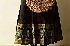 Flowers in a River : Cotton Wrap Around Skirt - Natural Dyed | Ajrakh Print