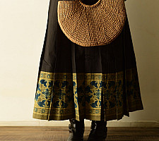 Flowers in a River : Cotton Wrap Around Skirt - Natural Dyed | Ajrakh Print