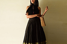 Flowers in a River : Cotton Wrap Around Skirt - Natural Dyed | Ajrakh Print