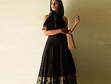 Flowers in a River : Cotton Wrap Around Skirt - Natural Dyed | Ajrakh Print
