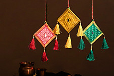 Vamsa Kavya . वाम्स काव्य | Patang Handcrafted Bamboo Door / Wall Hanging - Set of 3