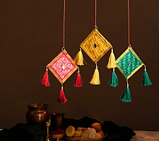 Vamsa Kavya . वाम्स काव्य | Patang Handcrafted Bamboo Door / Wall Hanging - Set of 3