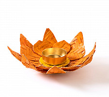 Vamsa Kavya . वाम्स काव्य | Lotus Handcrafted Bamboo Tea Light Holder (Two Color Options)
