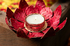 Vamsa Kavya . वाम्स काव्य | Lotus Handcrafted Bamboo Tea Light Holder (Two Color Options)
