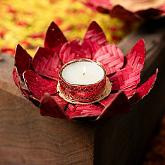 Vamsa Kavya . वाम्स काव्य | Lotus Handcrafted Bamboo Tea Light Holder (Two Color Options)
