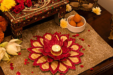 Vamsa Kavya . वाम्स काव्य | Handcrafted Bamboo Rangoli with Lotus Tea Light Holder (Two Color Options)