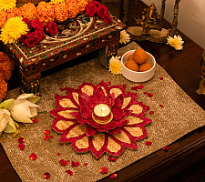 Vamsa Kavya . वाम्स काव्य | Handcrafted Bamboo Rangoli with Lotus Tea Light Holder (Two Color Options)